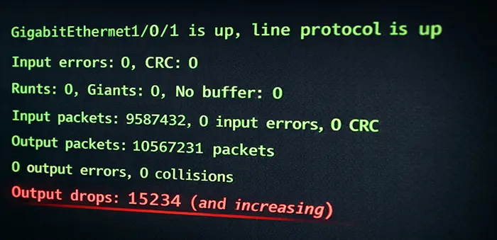 Output drops increasing on Cisco switch despite zero interface errors