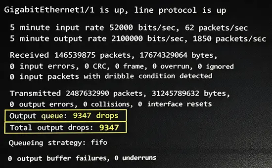 افزایش Output Drops در خروجی show interface