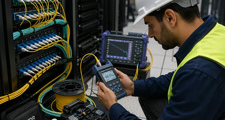 تست کابل فیبر نوری Single Mode و Multi Mode در اتاق سرور
