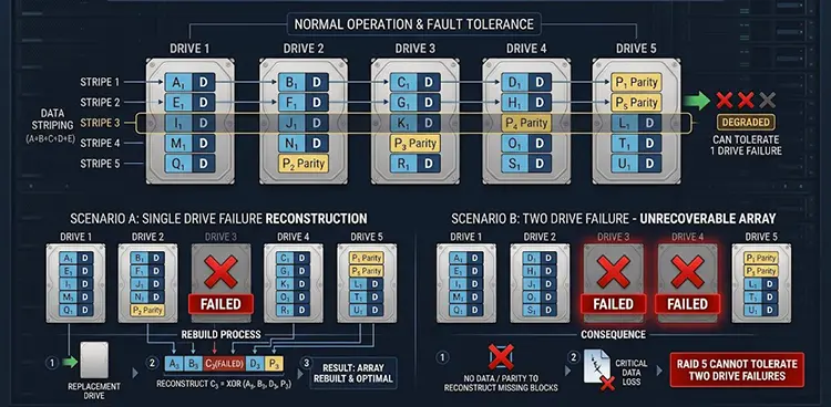 خرابی دو هارد RAID5 -1